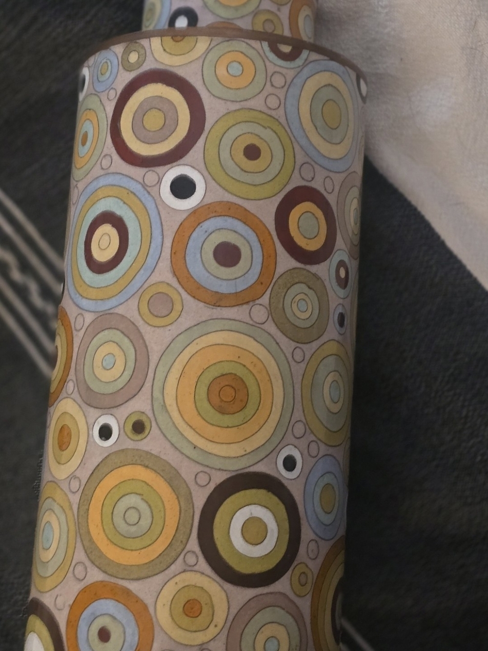 Large 1980s Fabienne Jouvin Paris Enameled Cloisonne Copper Canister